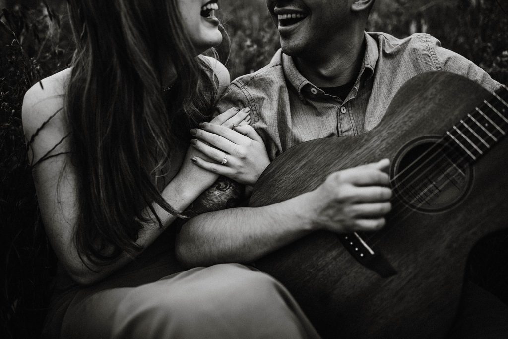 engagement session with a guitar