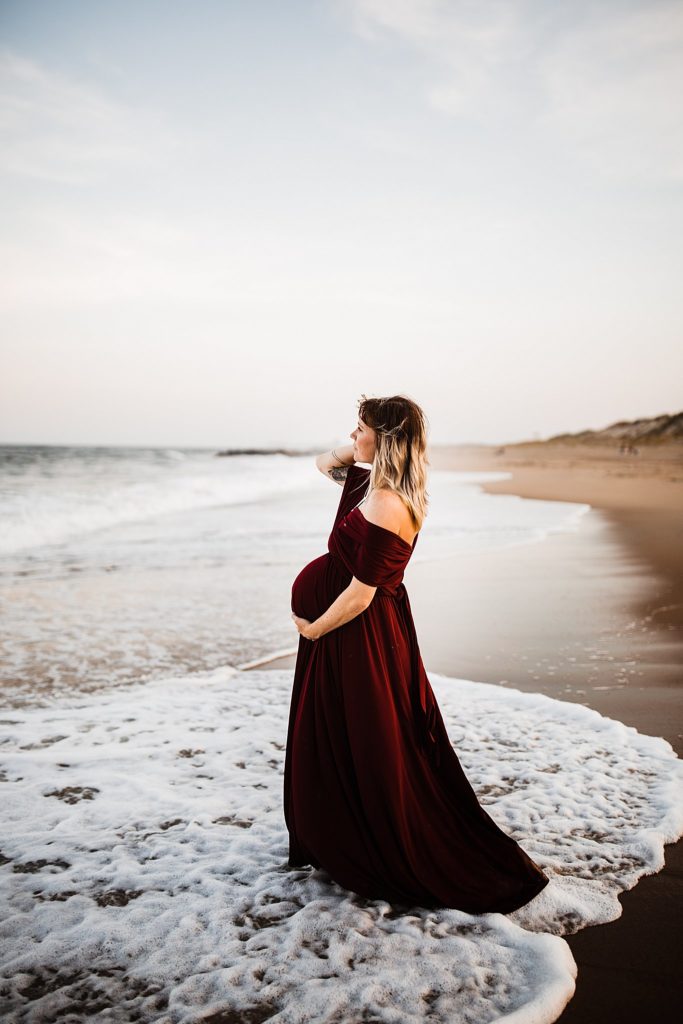 red maternity gown