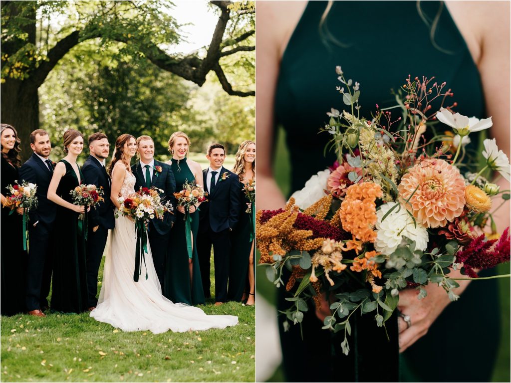 colorful fall wedding florals